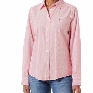 Tommy Hilfiger Women's Red Striped Button-Down Shirt